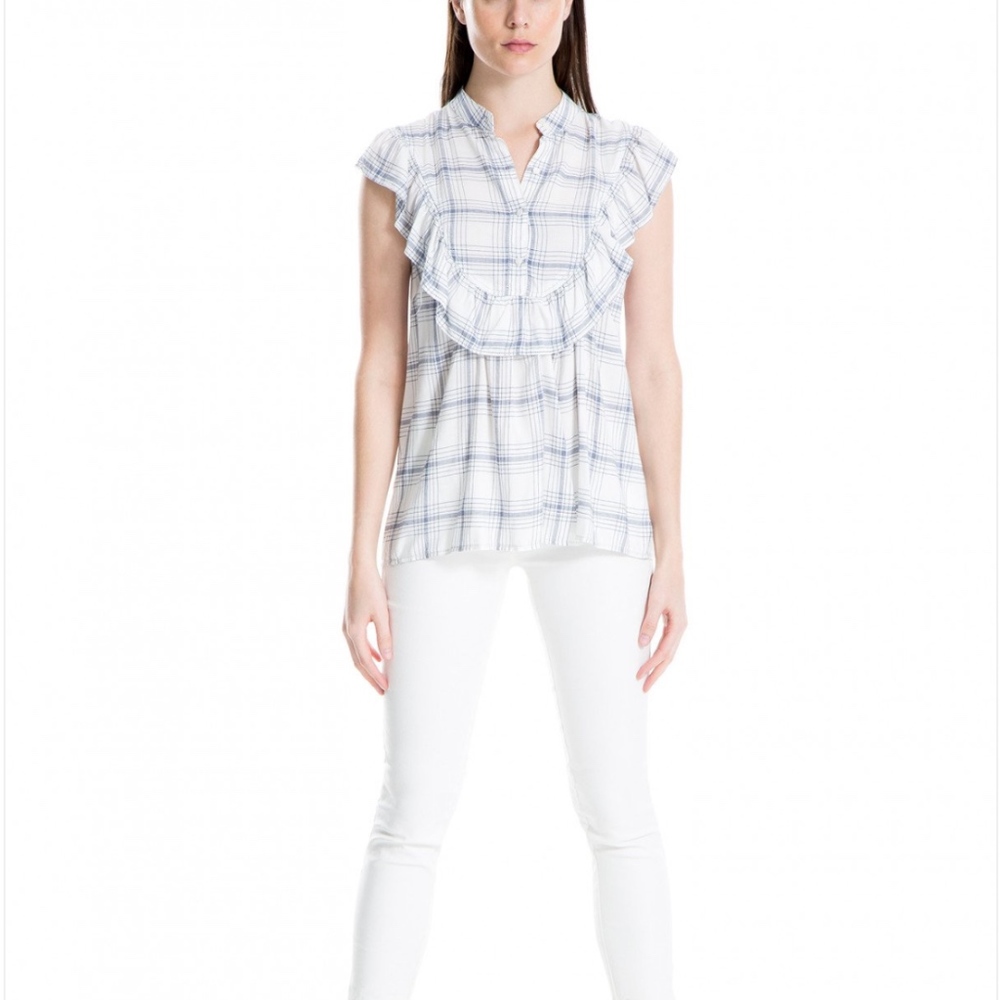 Max Studio CAP SLEEVE RUFFLED TOP